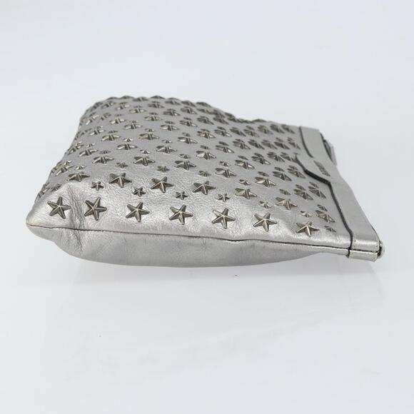 Jimmy Choo Studs Clutch Bag Leather Silver Auth 160738 - Picture 3 of 16